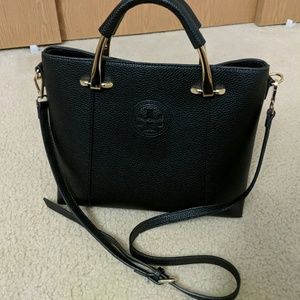 Authentic Tory Burch Black Leather Handbag